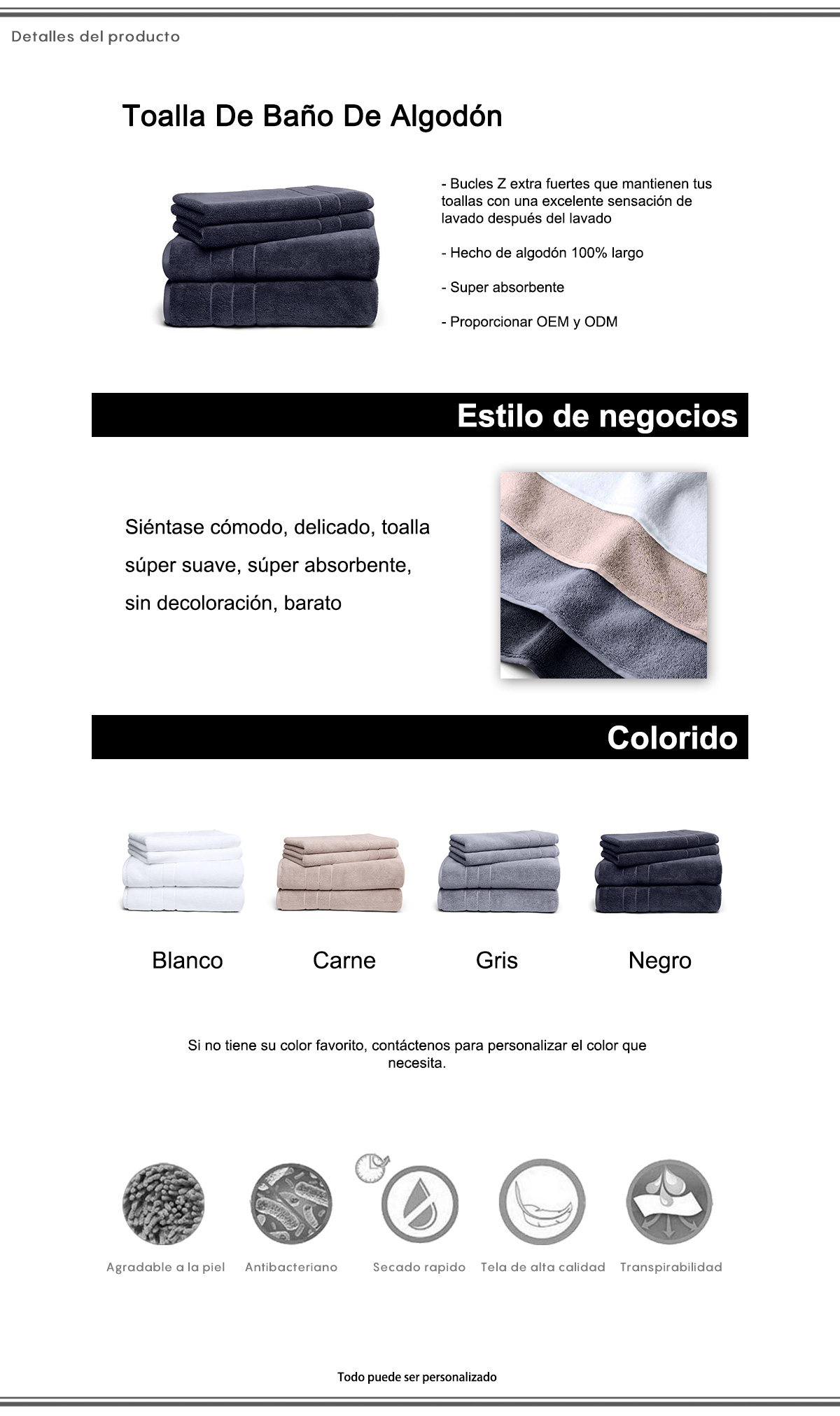 Toalla De Baño De Algodón