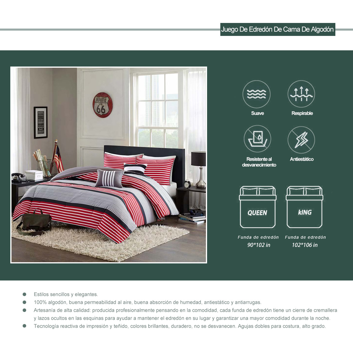 Juego De Edredón De Cama De Algodón