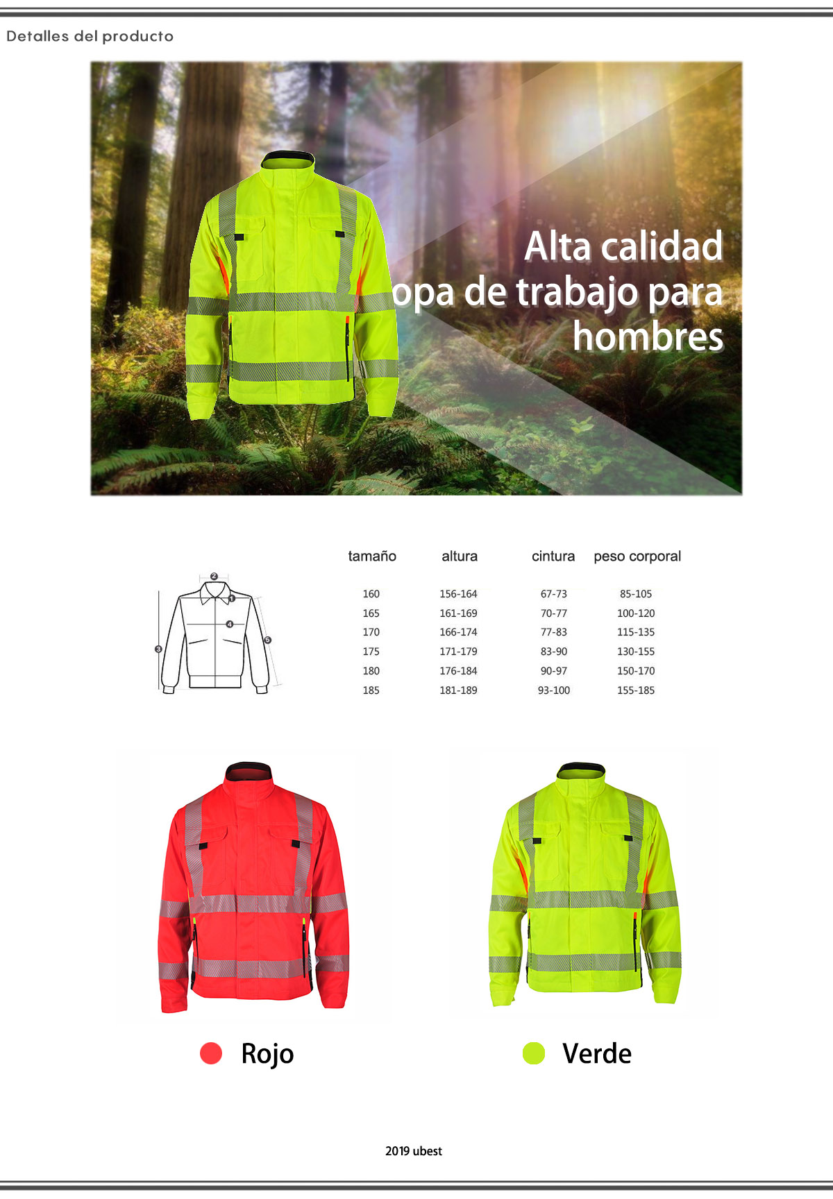 Ropa de Trabajo Chaqueta de Seguridad