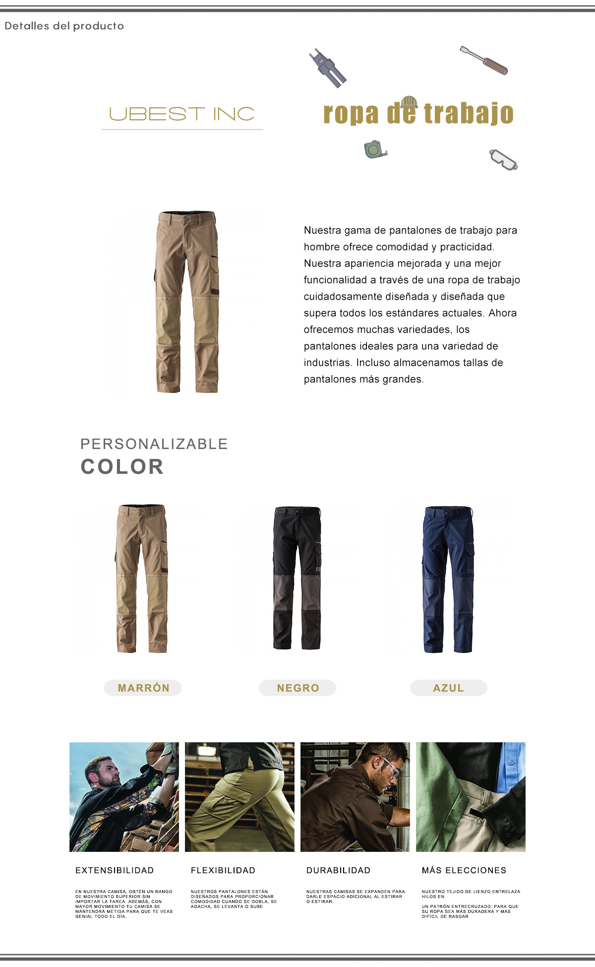 Hombres Ropa de Trabajo Pantalones
