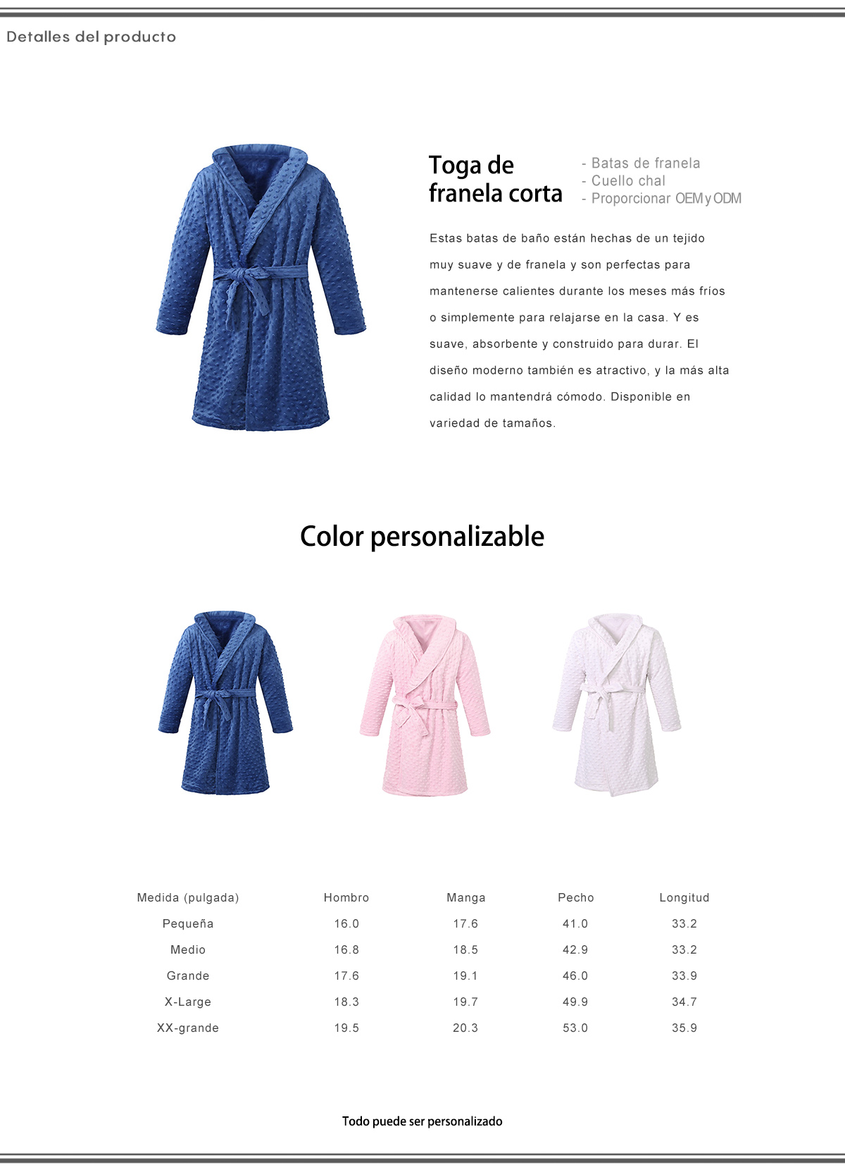 Toga de franela corta