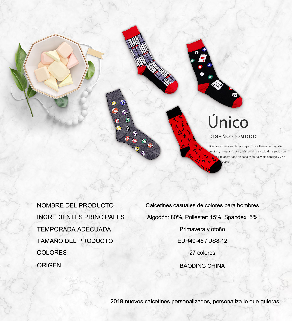 Calcetines Casuales de Colores Para Hombres