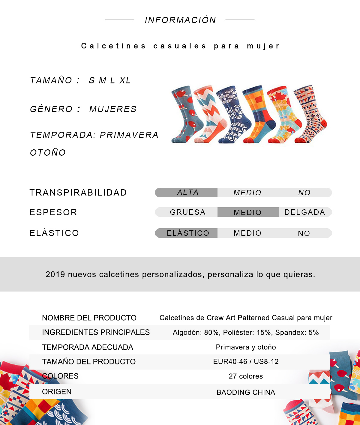 Calcetines de Moda de Las Mujeres