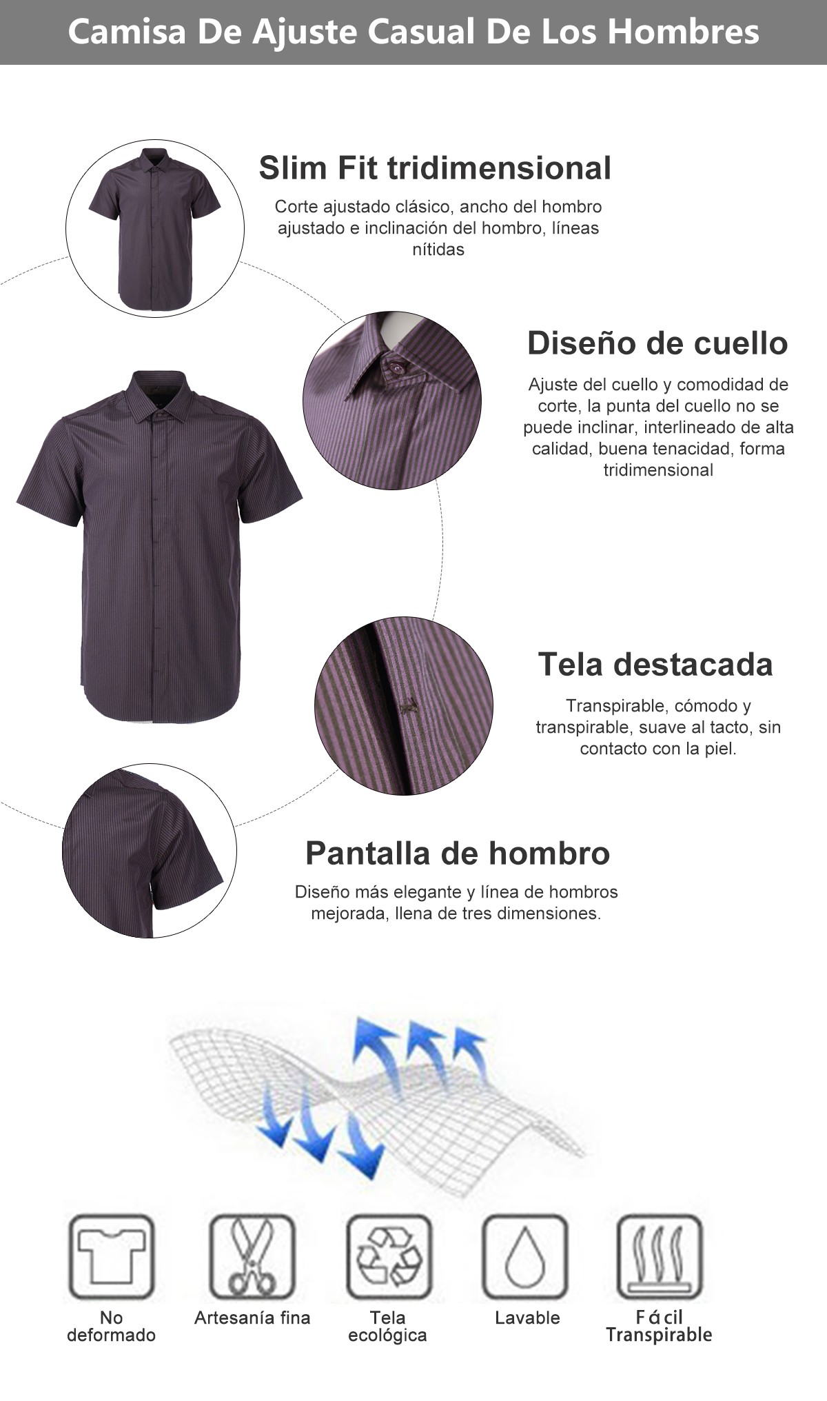 Camisa De Ajuste Casual De Los Hombres