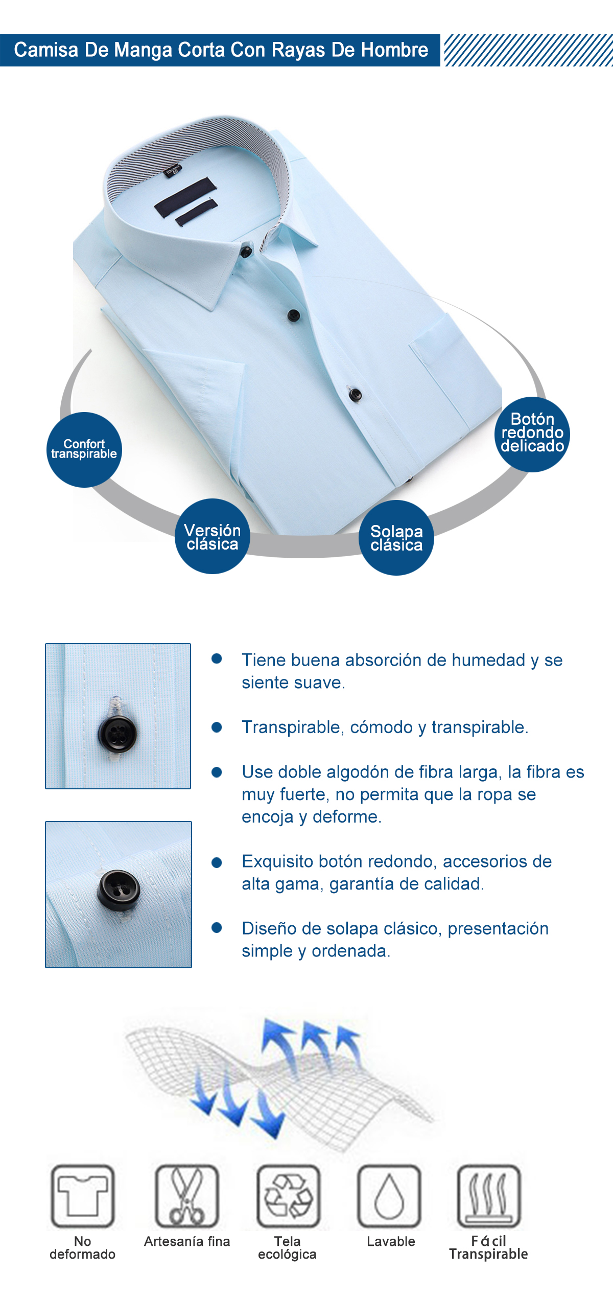 Camisa De Manga Corta Con Rayas De Hombre