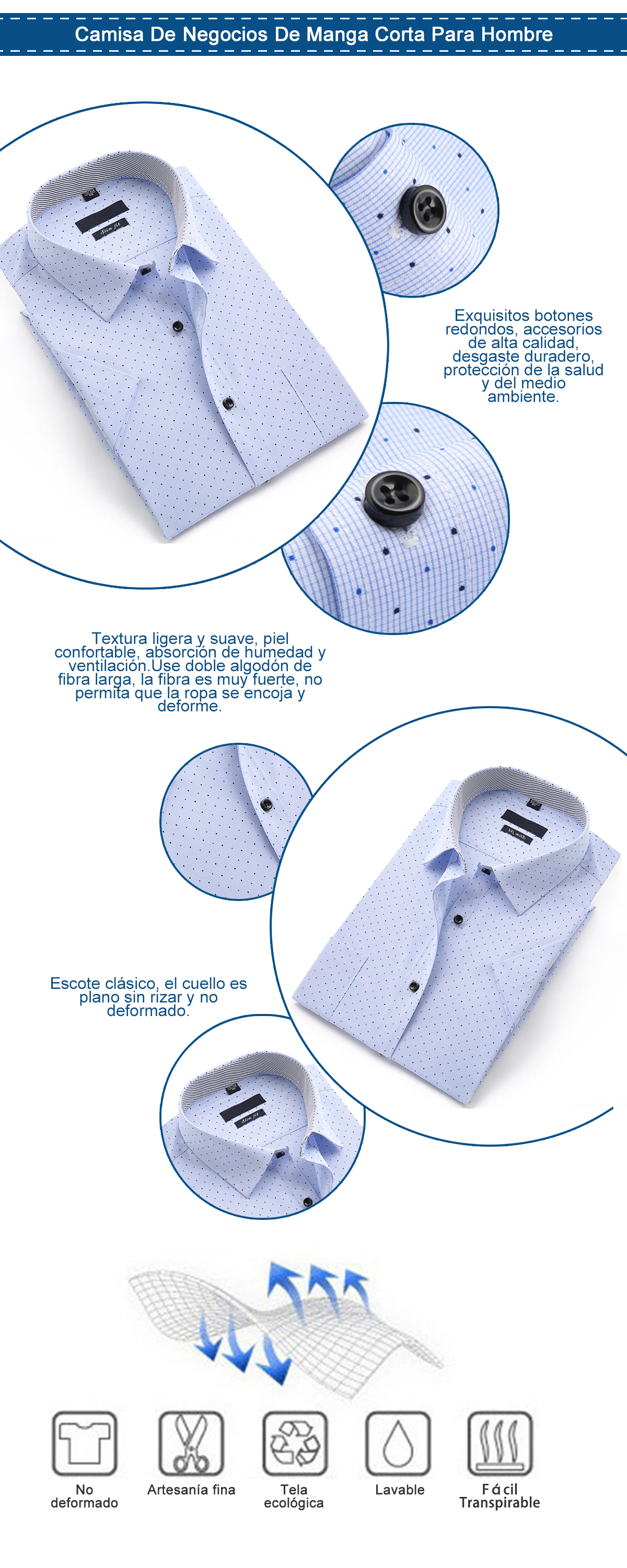 Camisa De Negocios De Manga Corta Para Hombre