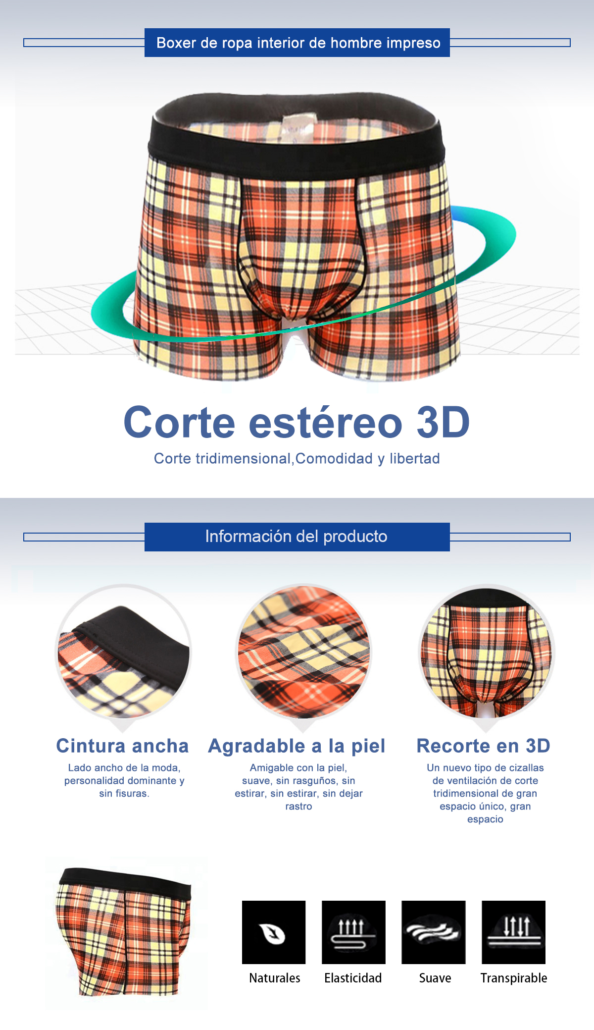 Ropa Interior Impresa Hombres Boxeador