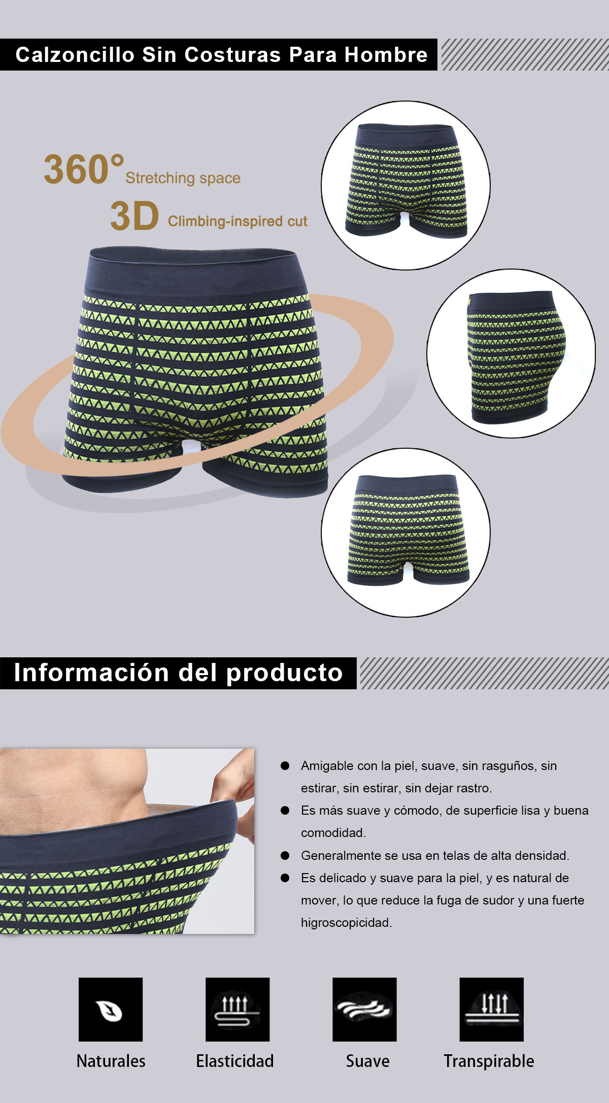 Calzoncillo Sin Costuras Para Hombre