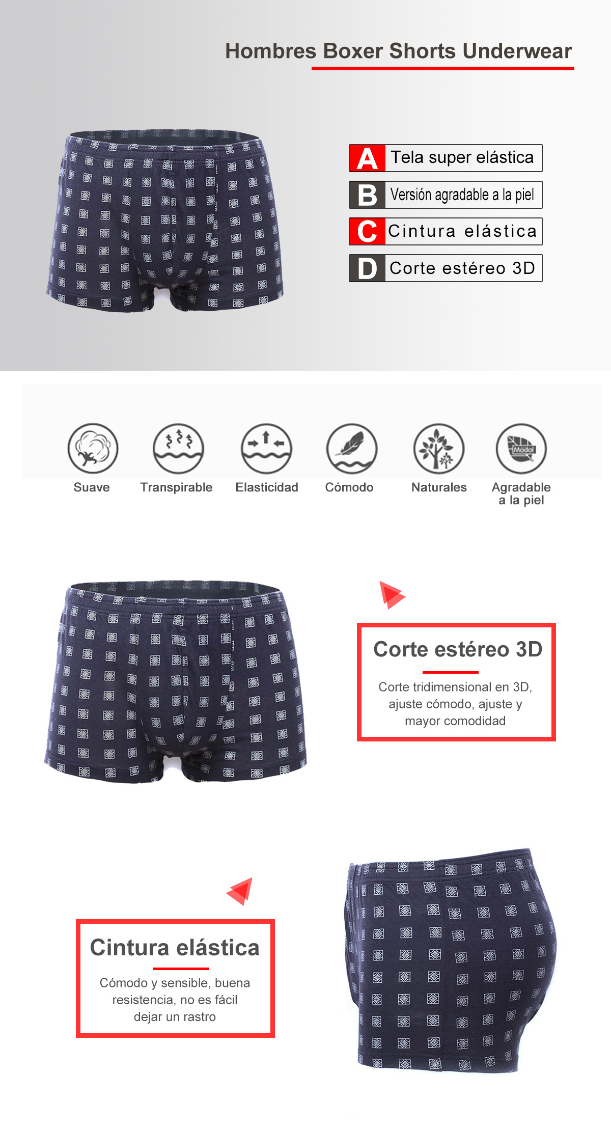 Hombres Boxer Shorts Underwear